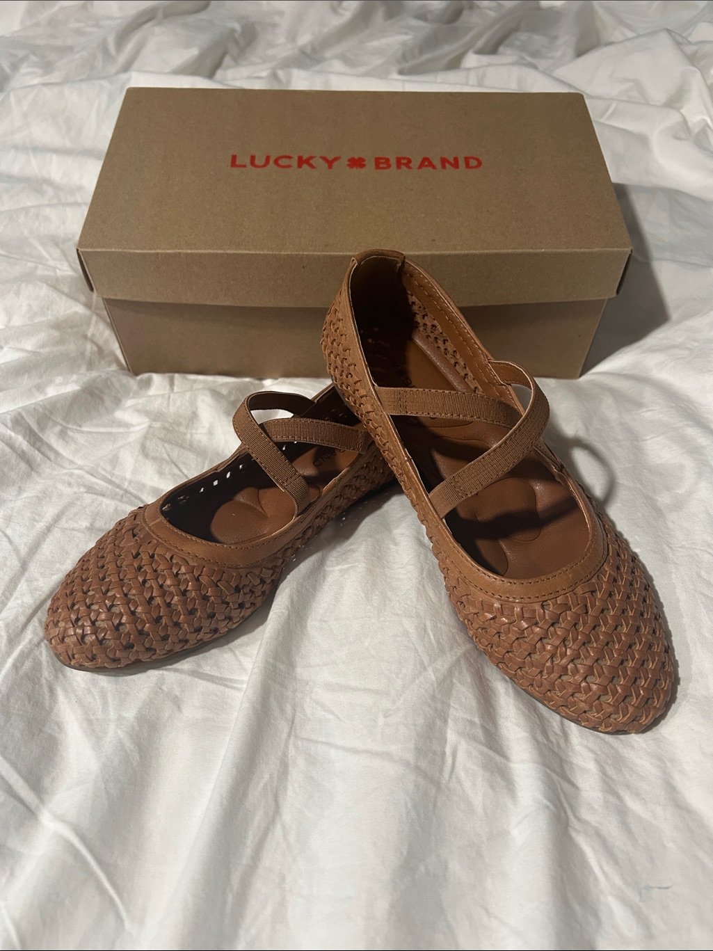 Lucky Brand Brown Woven Mary Jane Flats